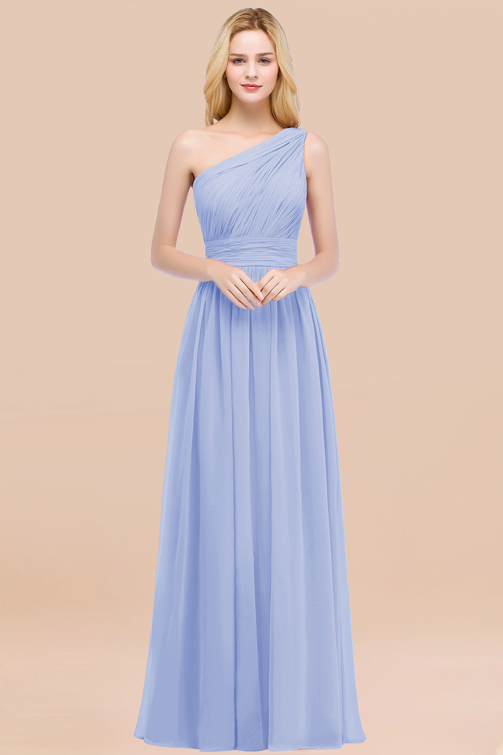 Chic One-shoulder Sleeveless Burgundy Chiffon Bridesmaid dresses - Fashionpara