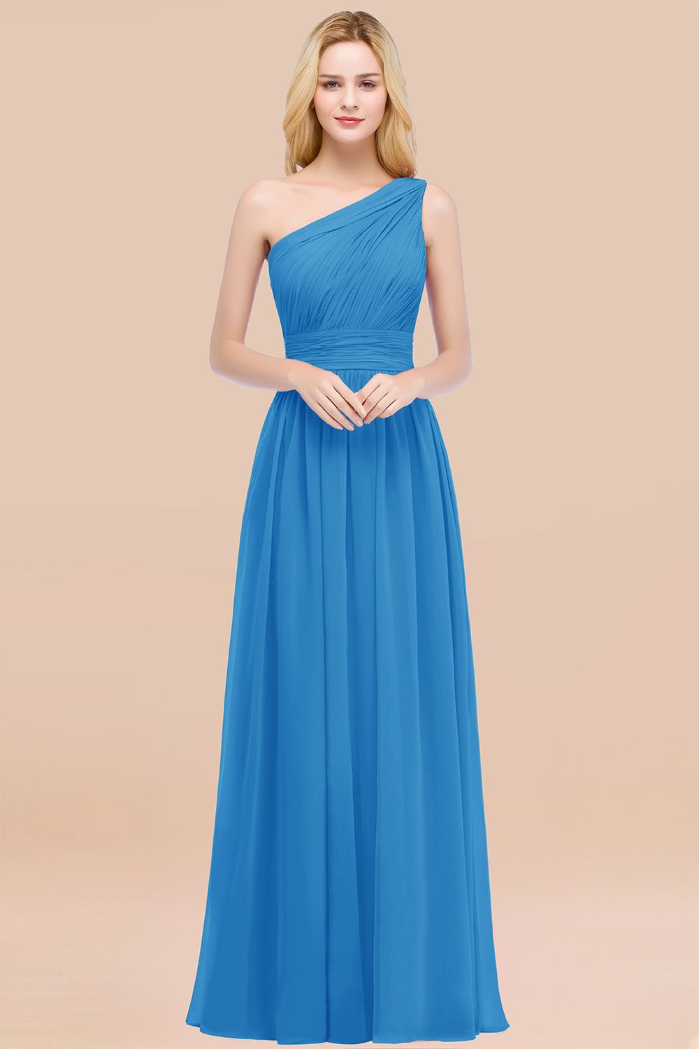 Chic One-shoulder Sleeveless Burgundy Chiffon Bridesmaid dresses - Fashionpara