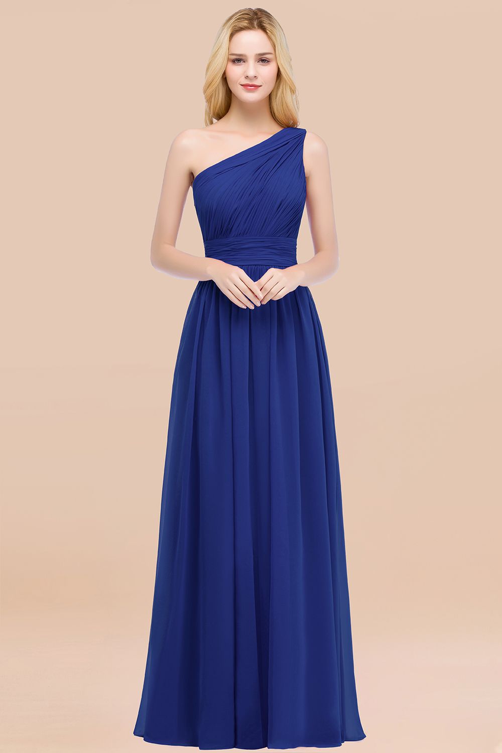 Chic One-shoulder Sleeveless Burgundy Chiffon Bridesmaid dresses - Fashionpara