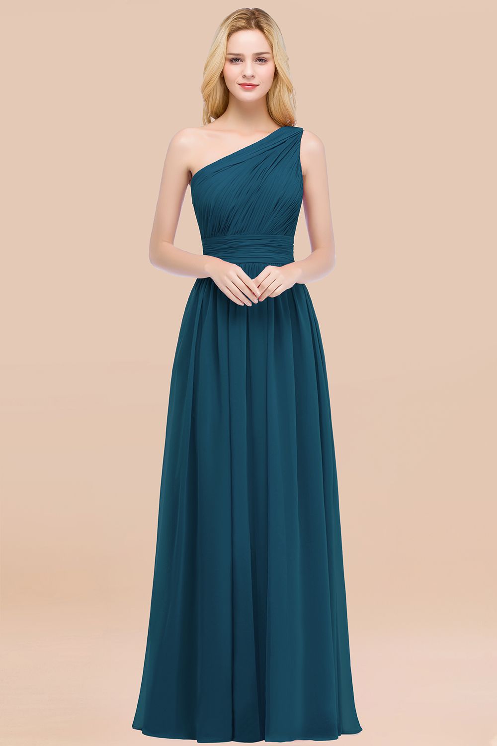 Chic One-shoulder Sleeveless Burgundy Chiffon Bridesmaid dresses - Fashionpara