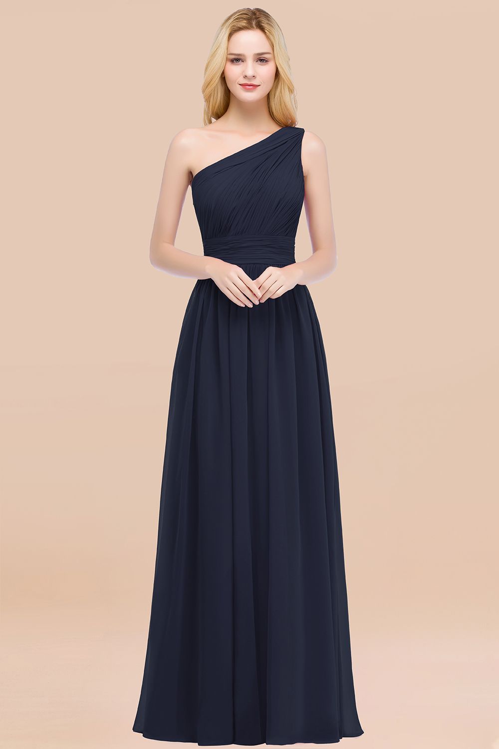 Chic One-shoulder Sleeveless Burgundy Chiffon Bridesmaid dresses - Fashionpara