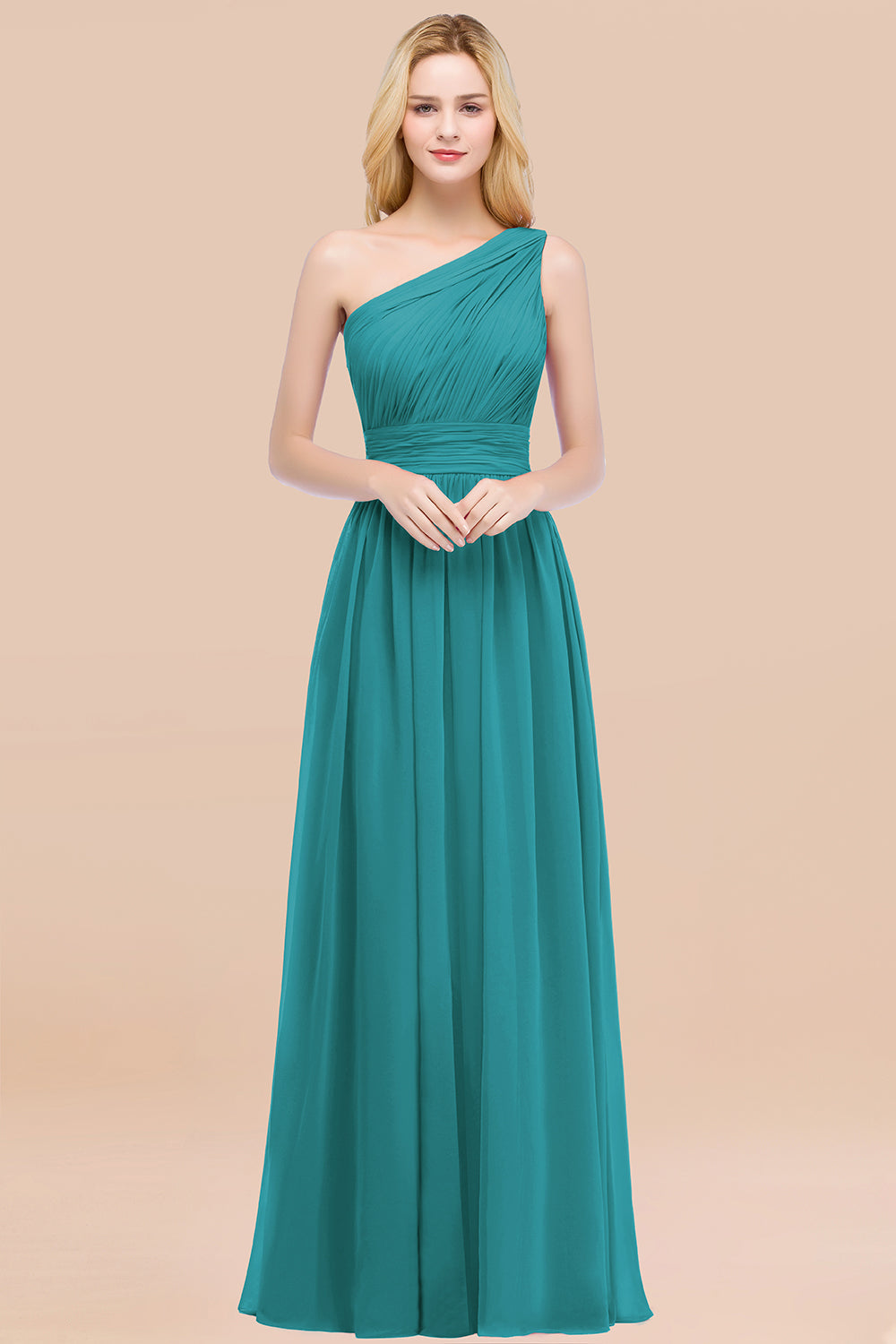 Chic One-shoulder Sleeveless Burgundy Chiffon Bridesmaid dresses