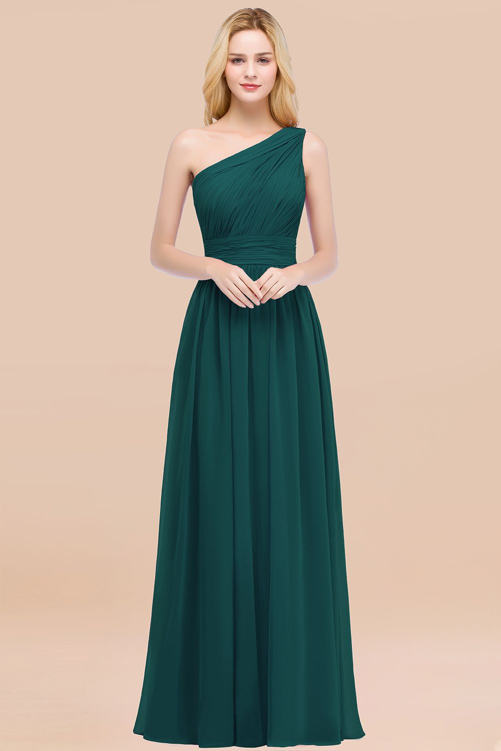 Chic One-shoulder Sleeveless Burgundy Chiffon Bridesmaid dresses