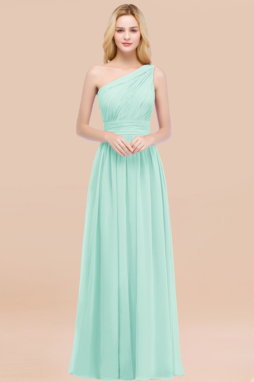 Chic One-shoulder Sleeveless Burgundy Chiffon Bridesmaid dresses