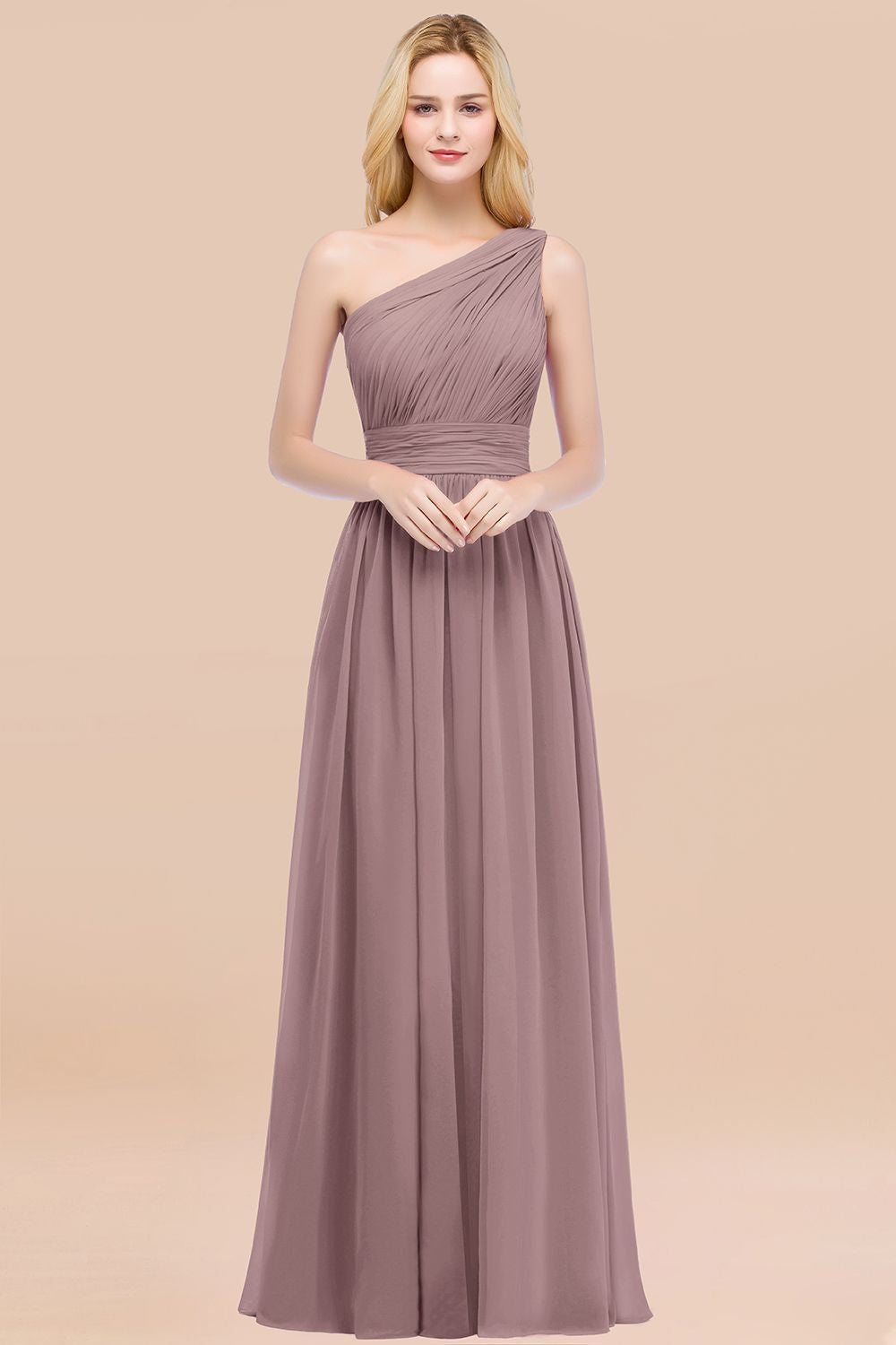 Chic One-shoulder Sleeveless Burgundy Chiffon Bridesmaid dresses