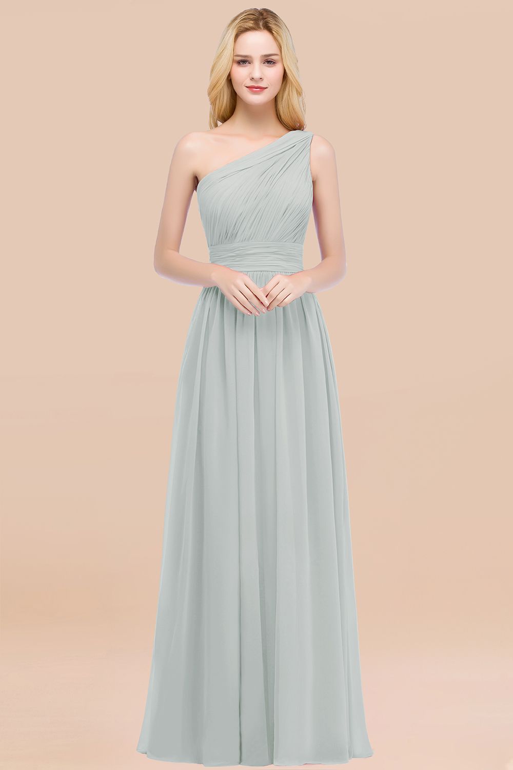 Chic One-shoulder Sleeveless Burgundy Chiffon Bridesmaid dresses