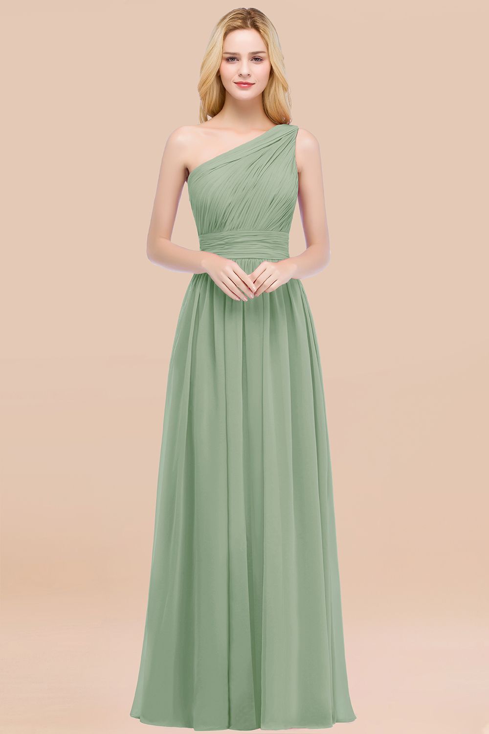 Chic One-shoulder Sleeveless Burgundy Chiffon Bridesmaid dresses