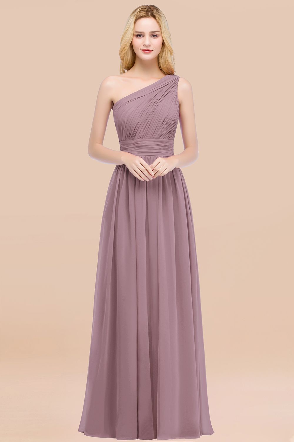 Chic One-shoulder Sleeveless Burgundy Chiffon Bridesmaid dresses