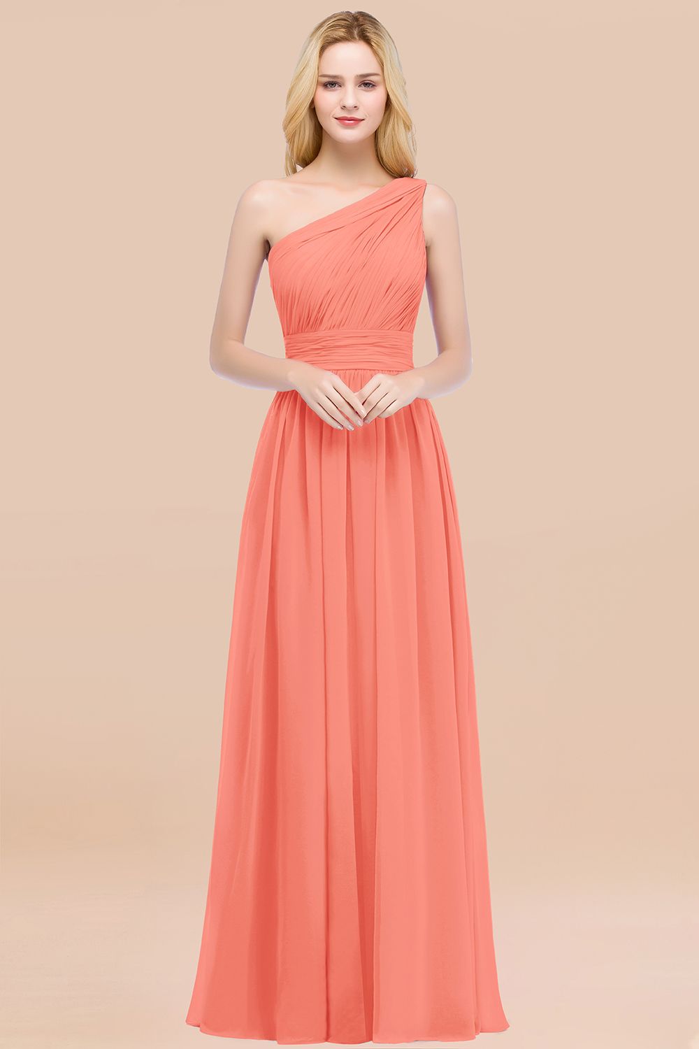 Chic One-shoulder Sleeveless Burgundy Chiffon Bridesmaid dresses