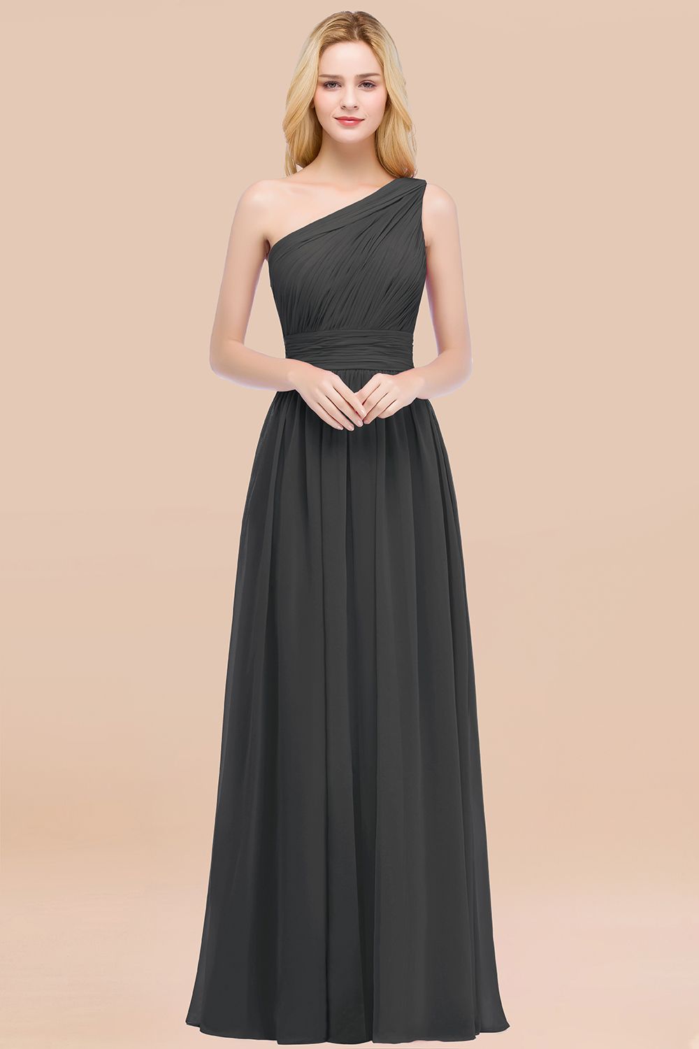 Chic One-shoulder Sleeveless Burgundy Chiffon Bridesmaid dresses