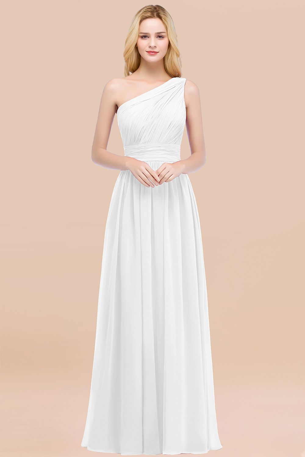 Chic One-shoulder Sleeveless Burgundy Chiffon Bridesmaid dresses - Fashionpara