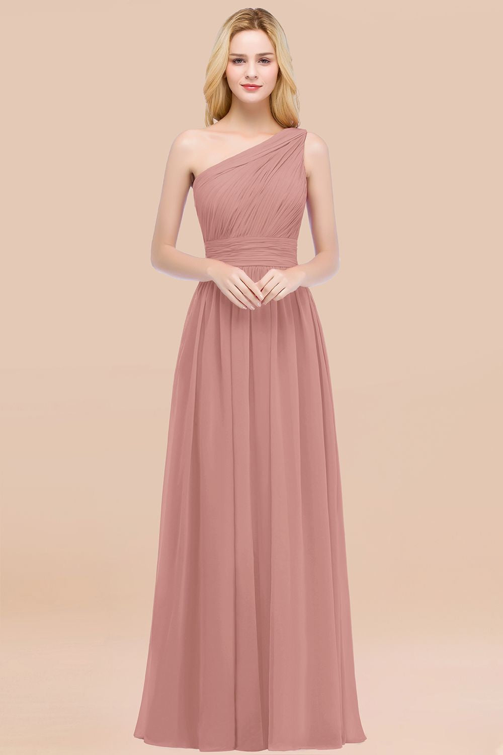 Chic One-shoulder Sleeveless Burgundy Chiffon Bridesmaid dresses