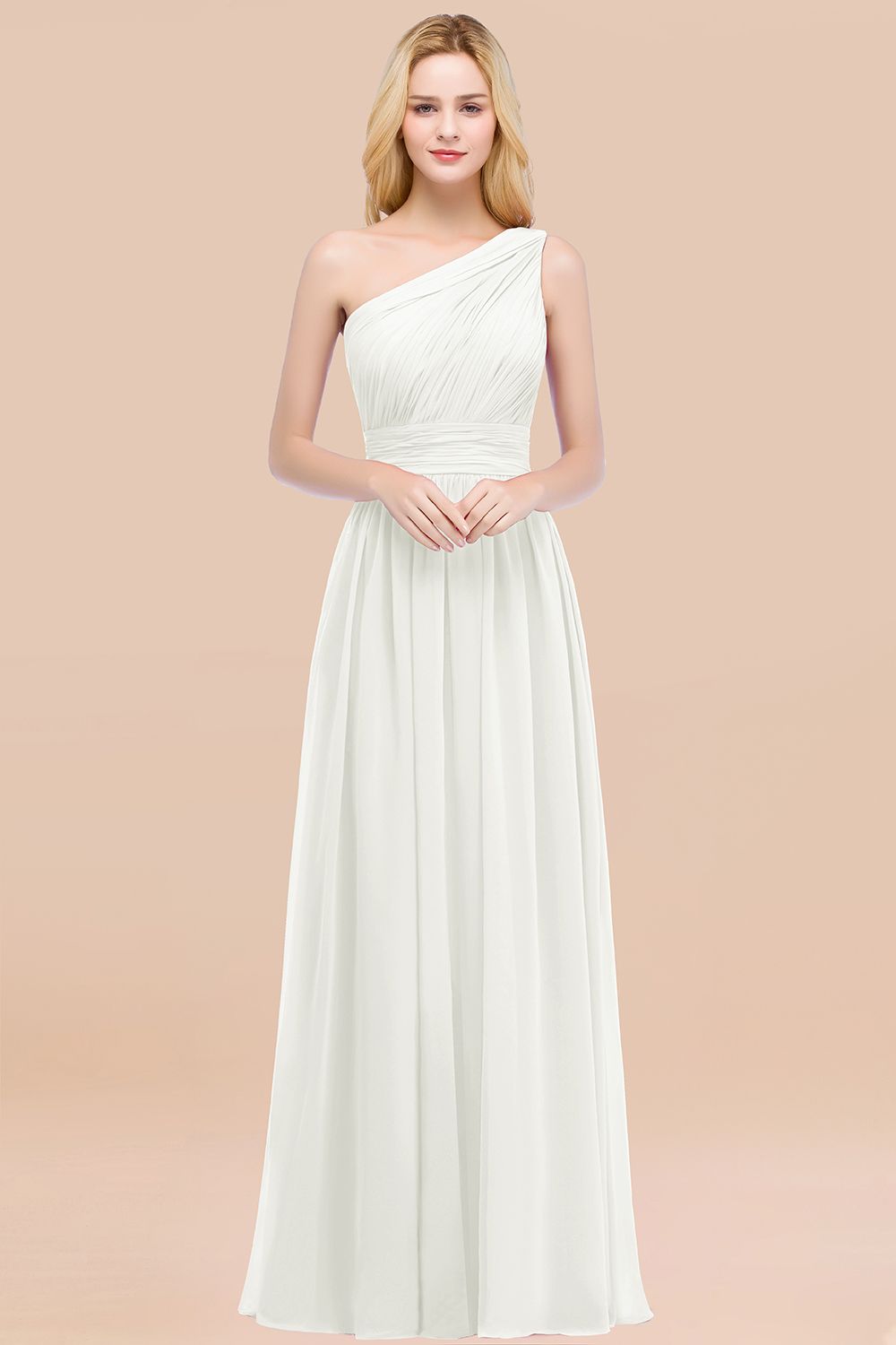 Chic One-shoulder Sleeveless Burgundy Chiffon Bridesmaid dresses - Fashionpara