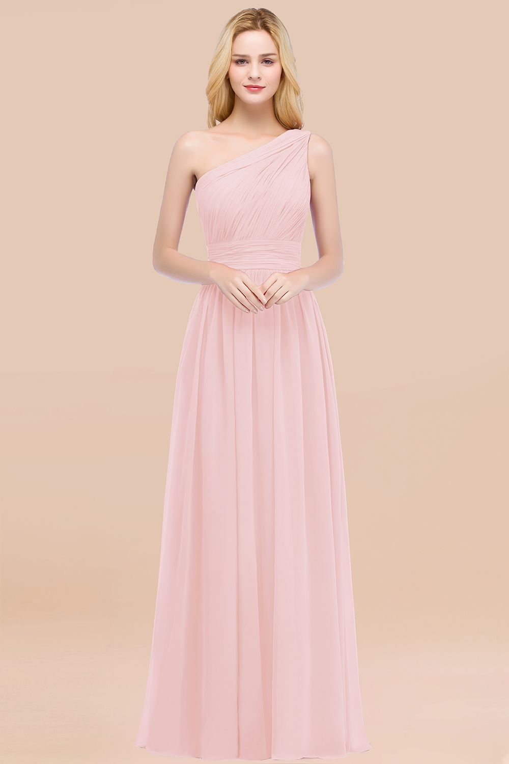 Chic One-shoulder Sleeveless Burgundy Chiffon Bridesmaid dresses - Fashionpara