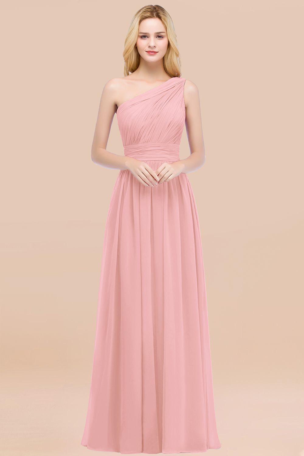 Chic One-shoulder Sleeveless Burgundy Chiffon Bridesmaid dresses - Fashionpara