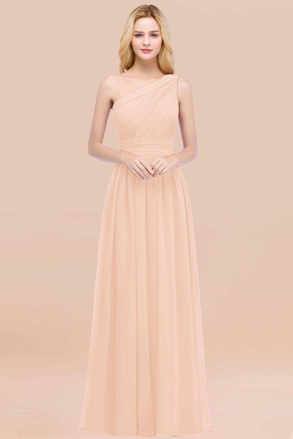Chic One-shoulder Sleeveless Burgundy Chiffon Bridesmaid dresses - Fashionpara