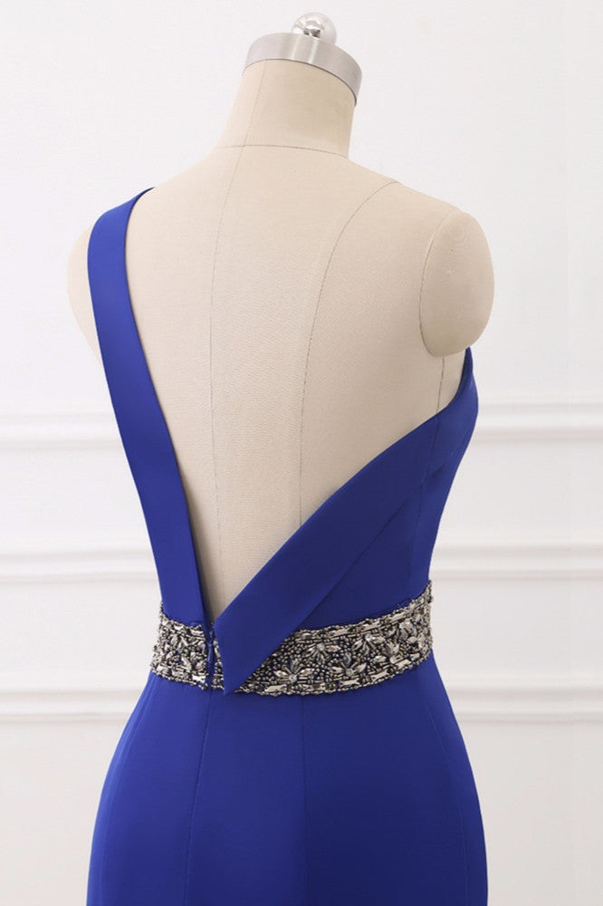 Chic One-Shoulder Sleeveless Mermaid Prom Dresses with Beadings Sash On Sale - Fashionpara