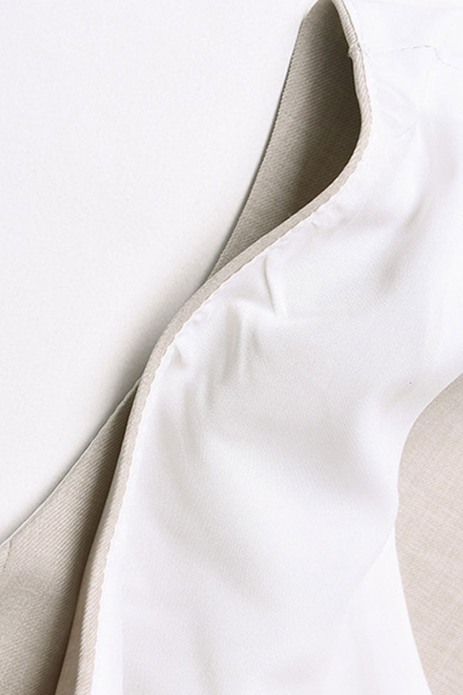 Chic Round Neck Solid Color Fitted Sleeveless Mini Dress - Khaki Fashionpara