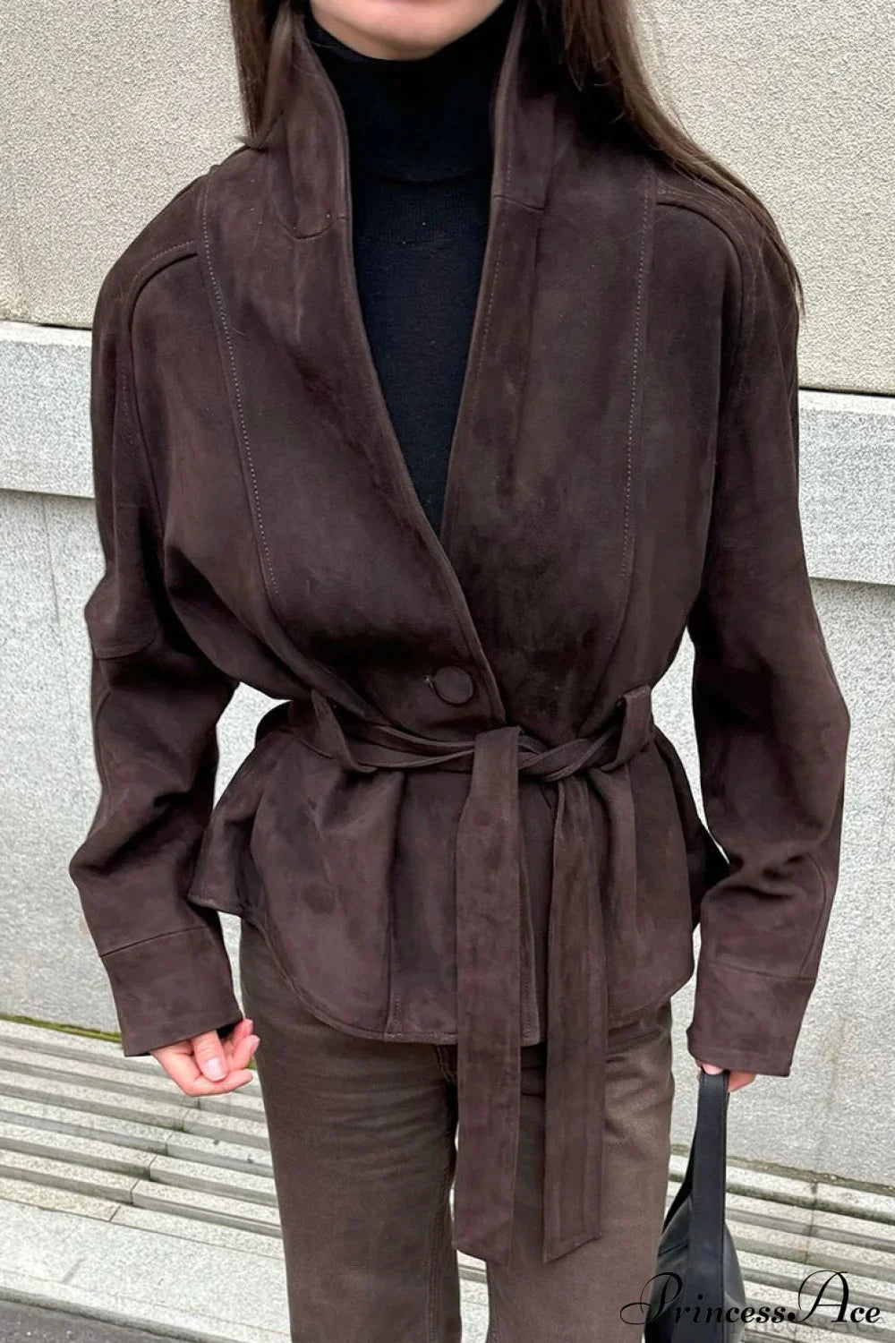 Suede Long Sleeve Jacket Coat 2