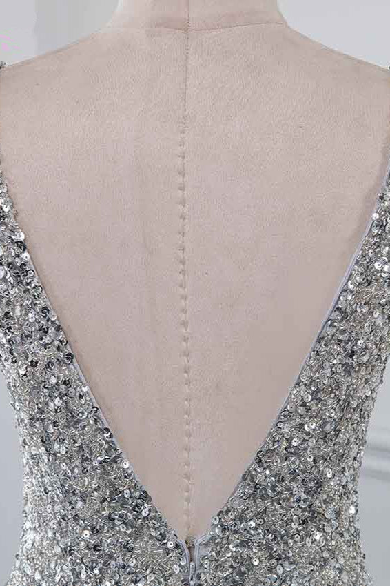 Chic V-Neck Sleeveless Mermaid Prom Dresses with Beadings Top - Fashionpara