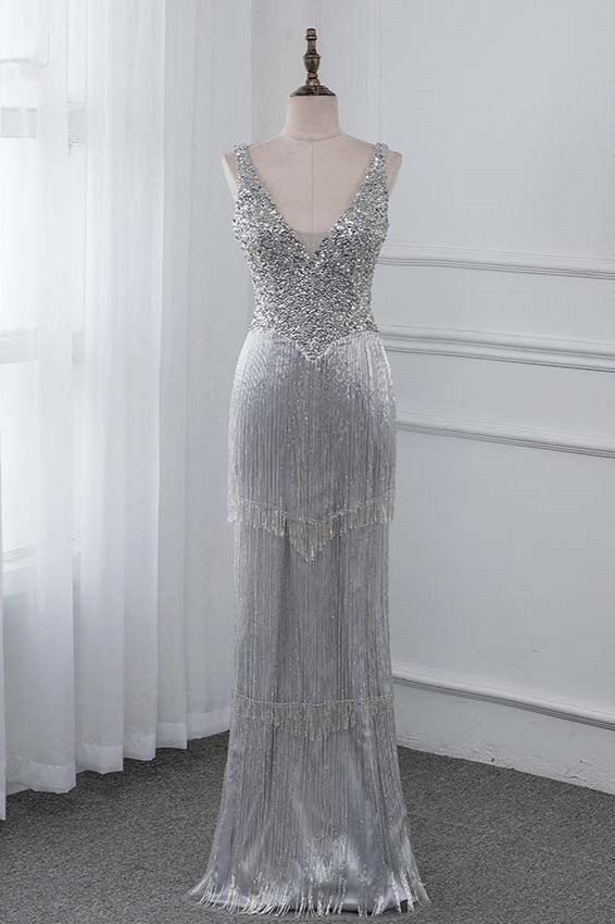 Chic V-Neck Sleeveless Mermaid Prom Dresses with Beadings Top - Fashionpara