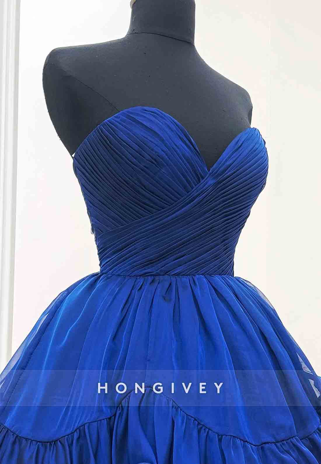 Royal Blue Sweetheart Pleated Ruched Princess Short Homecoming Dresses