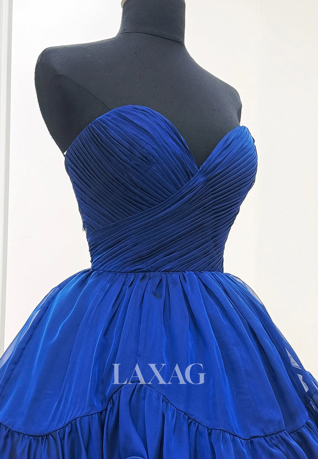 Off-Shoulder Sweetheart Sleeveless Pleated Chiffon Tiered A-Line Party Homecoming Dress