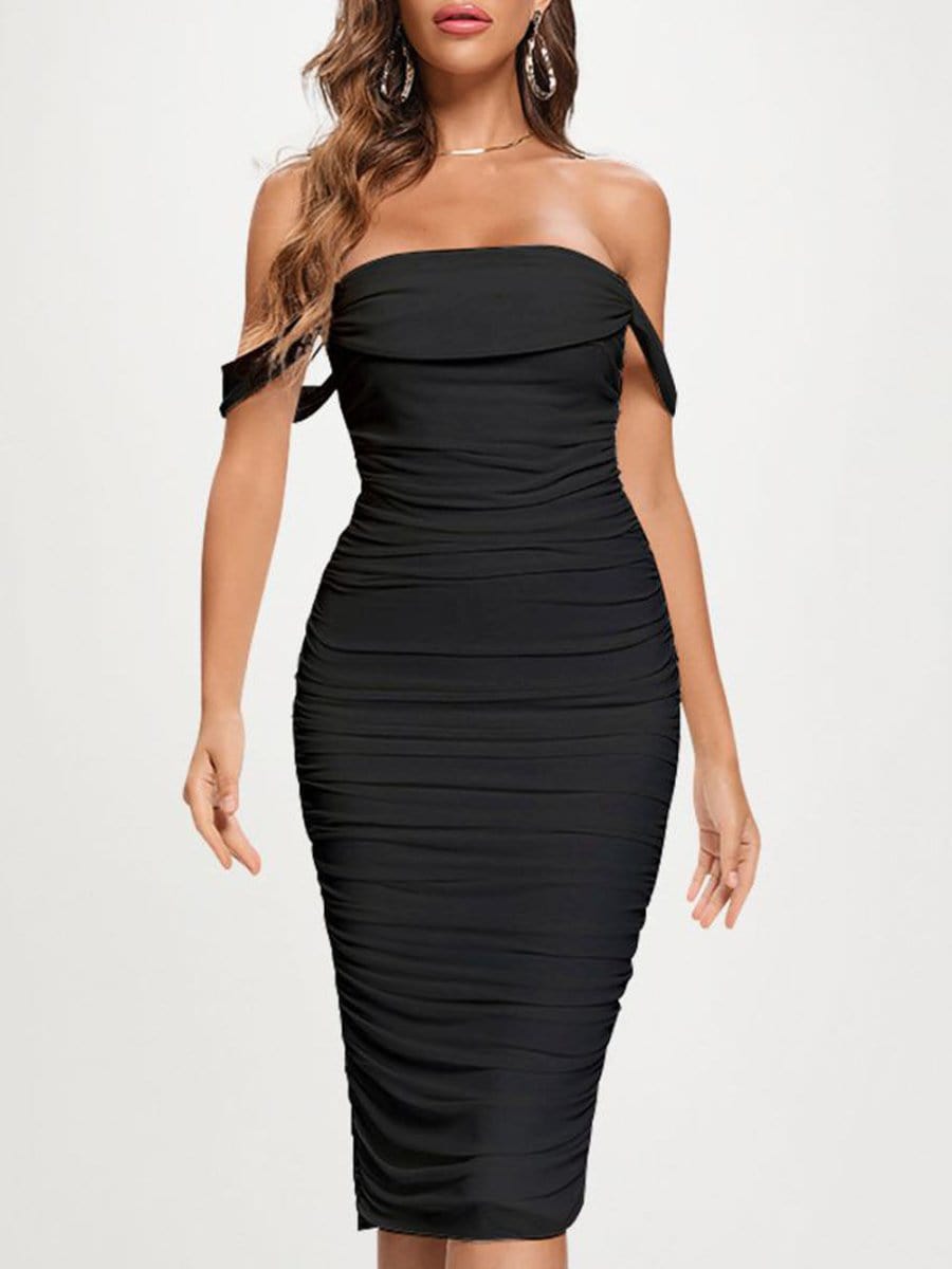 Claudia Bodycon Off Shoulder Midi Dress - Fashion Pov