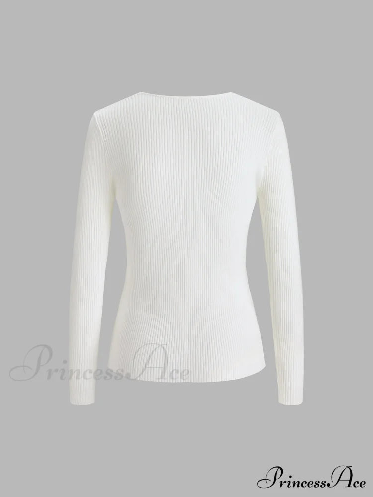 Clouds Ribbed Graceful Pullover Sweater