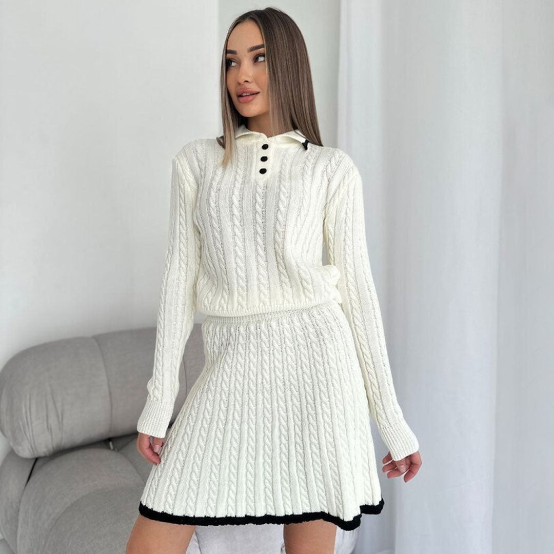 Trendy & Unique College Knit Sweater Mini Skirt Set