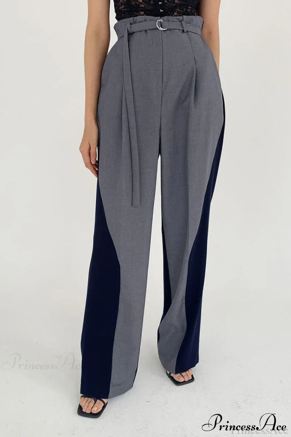 Color Block High Waisted Wide Leg Pants