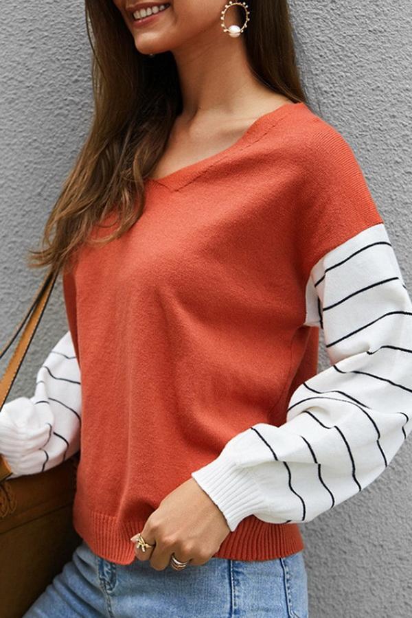 Color Block Lantern Sleeve Sweater for Effortless Style