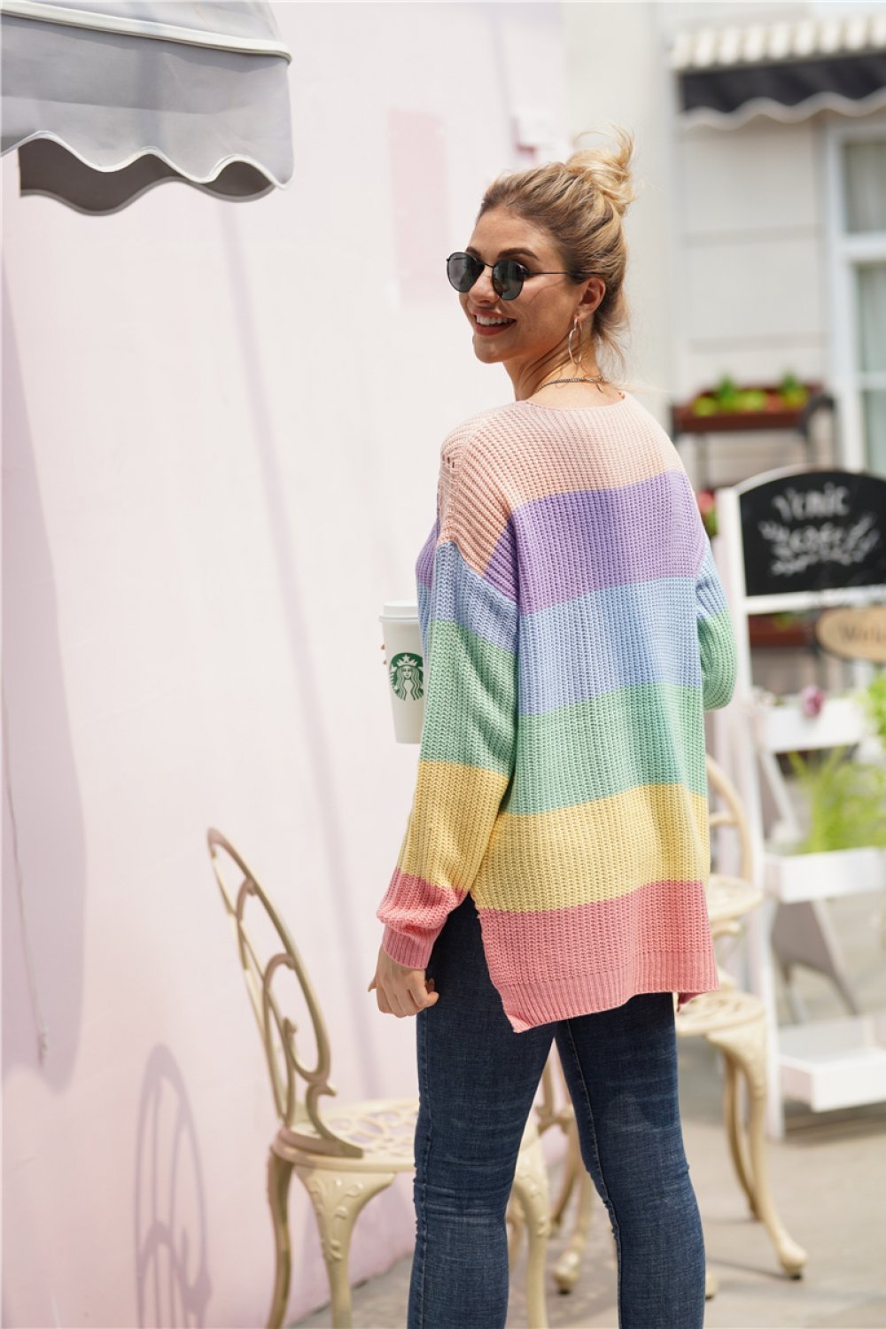 Color Block V Neck Plus Size Sweater for Chic Comfort