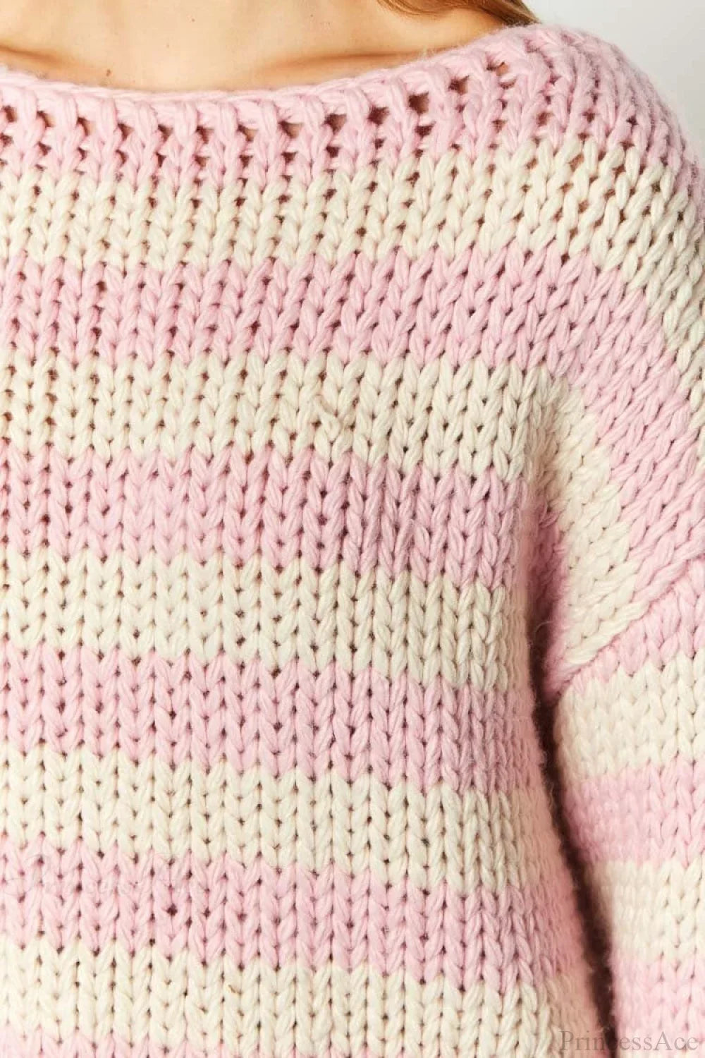 Colorblock Off-the-shoulder Stripe Casual Loose Sweater 3