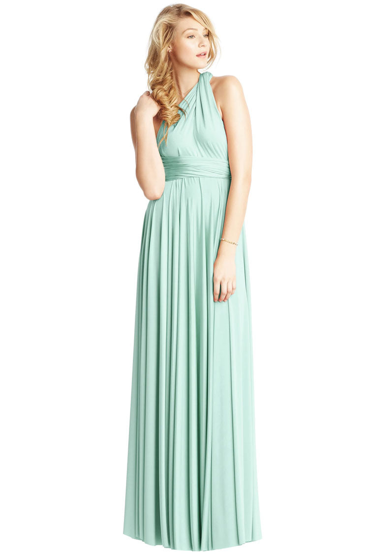 Convertible High Waist A-Line Infinity Maxi Bridesmaid Dress - Mint Green - Fashionpara