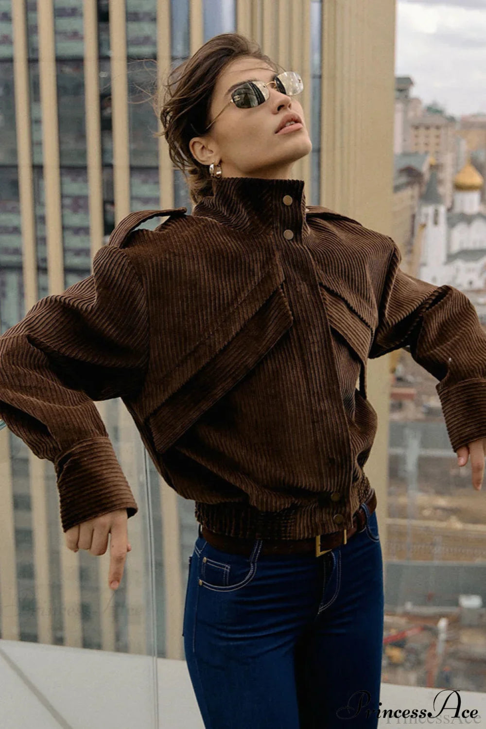 Elegant Corduroy Biker Coat for Casual Chic Style