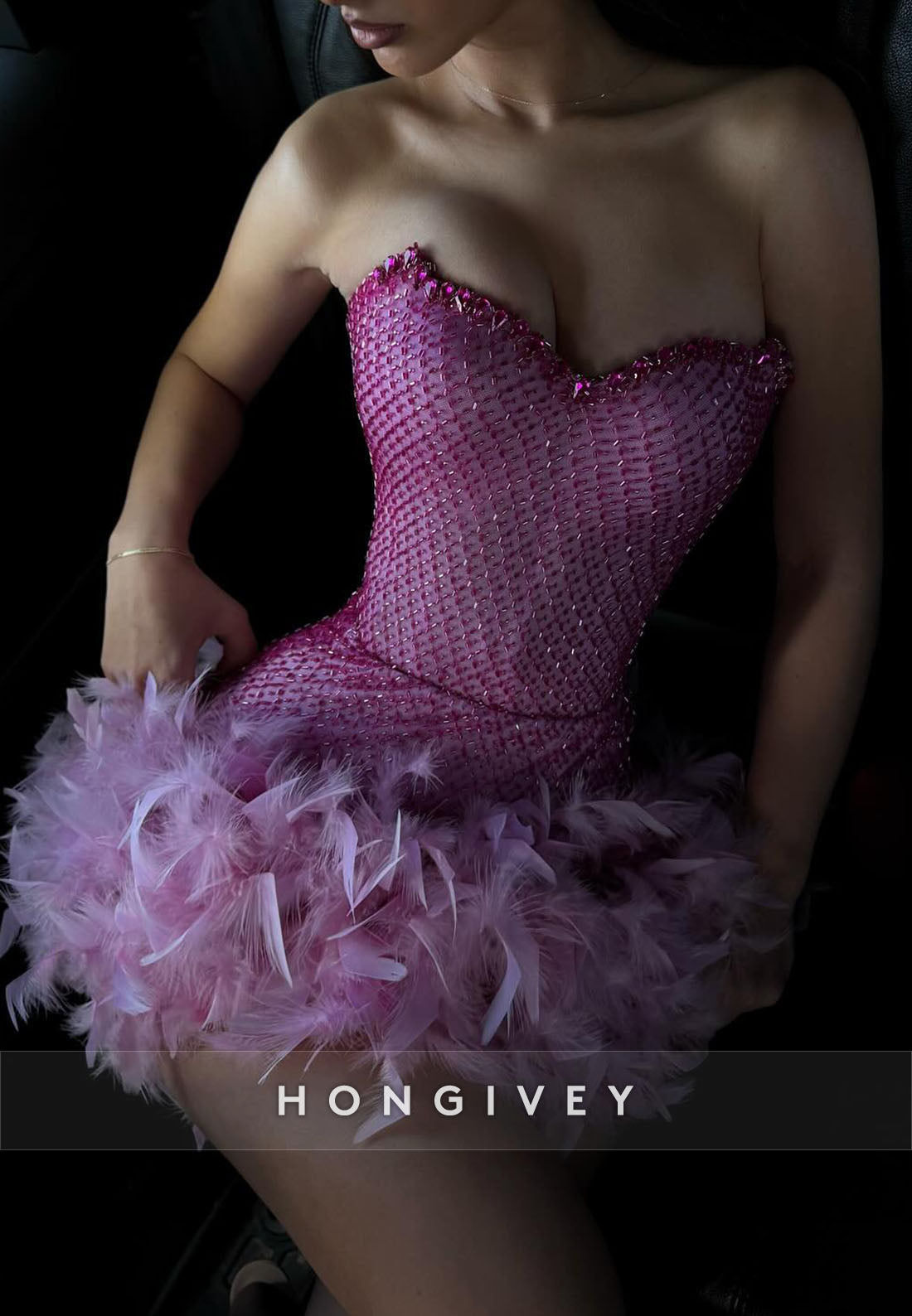 Feather Homecoming Dresses Mini Sweetheart Beading Party Dresses