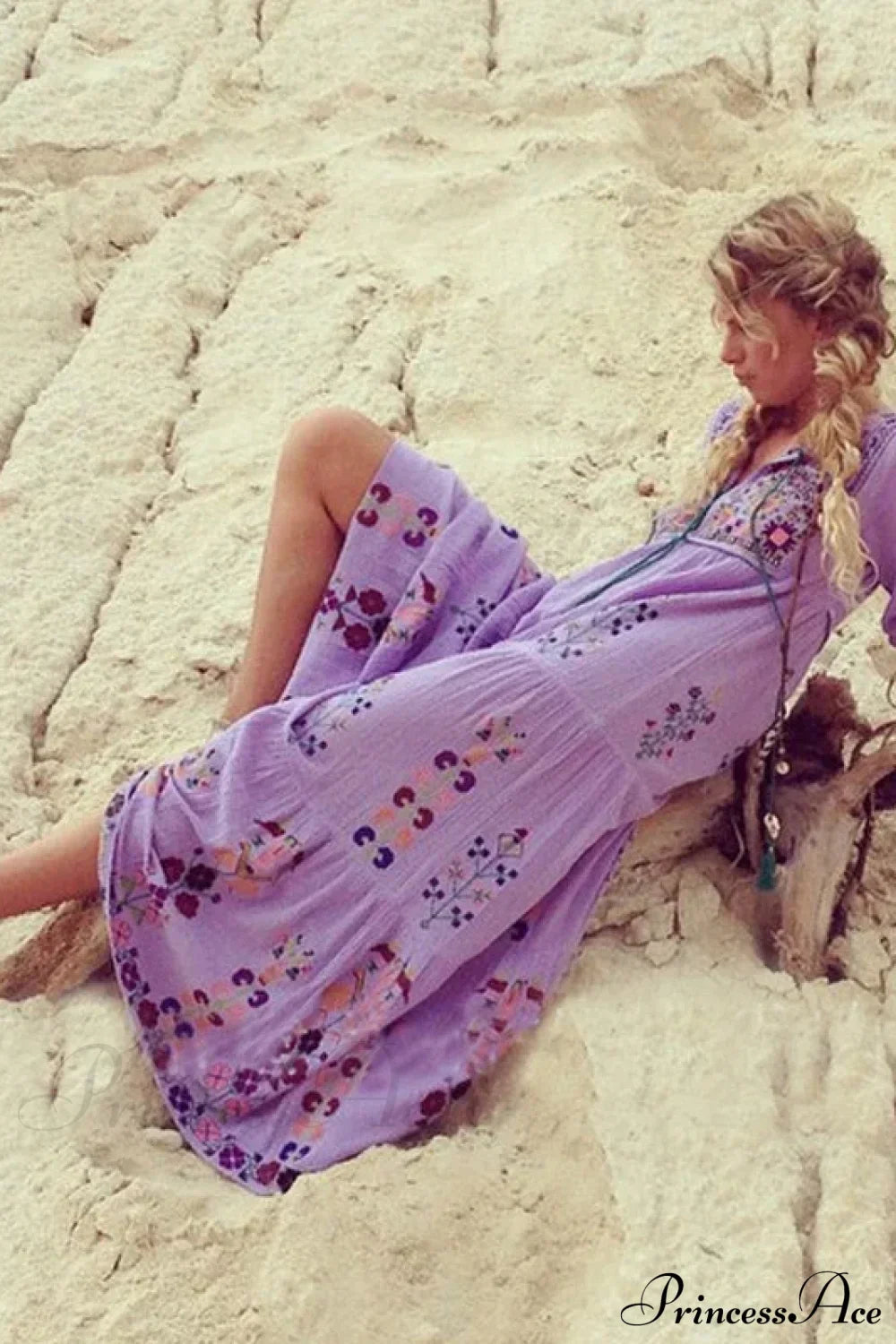 Cotton Floral Embroidered Maxi Dress