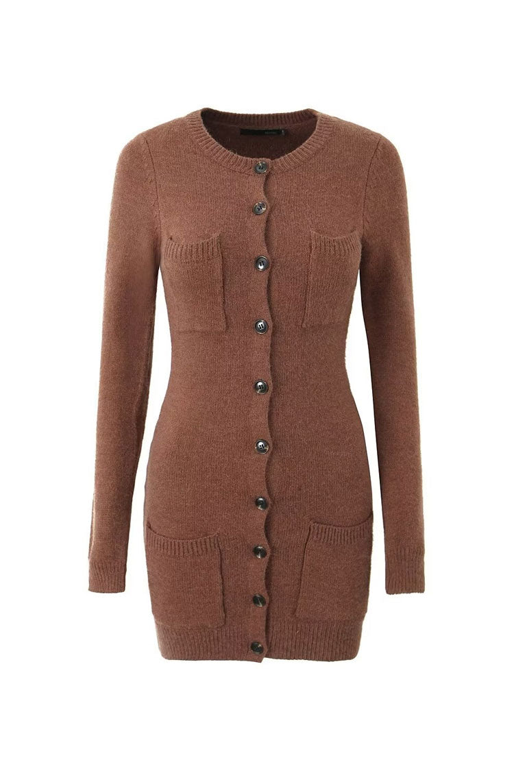 Cozy Rib Knit Long Sleeve Mini Sweater Dress for Effortless Style