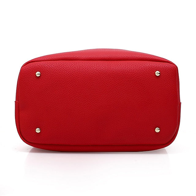 Gold Red Chain with Leather Handbag Lock and Faux