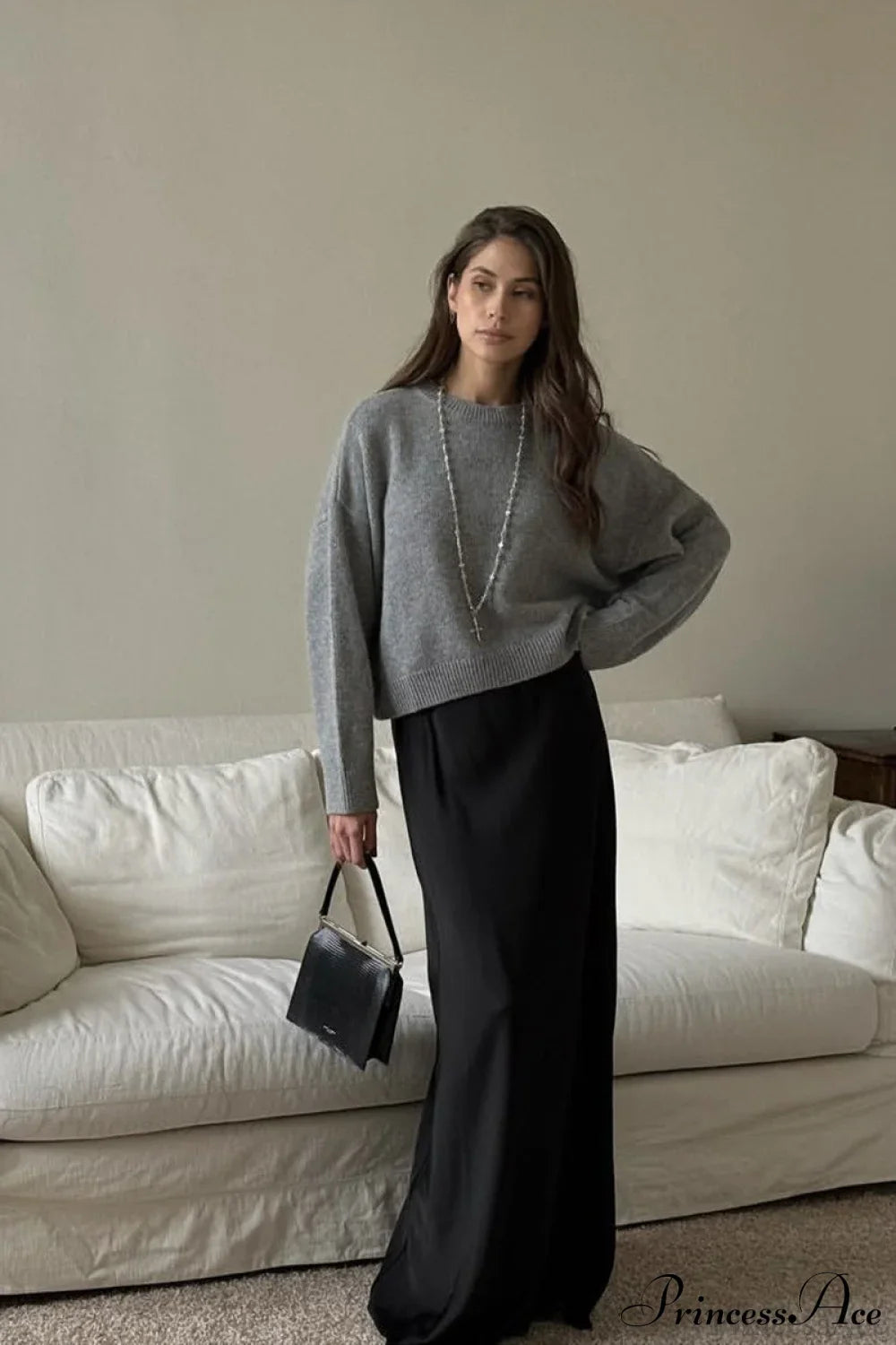 PrincessAce Cozy Crew Neck Thick Short Sweater for Comfort