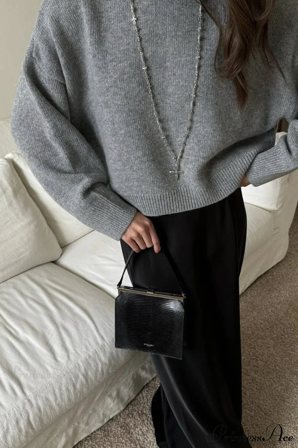 PrincessAce Cozy Crew Neck Thick Short Sweater for Comfort