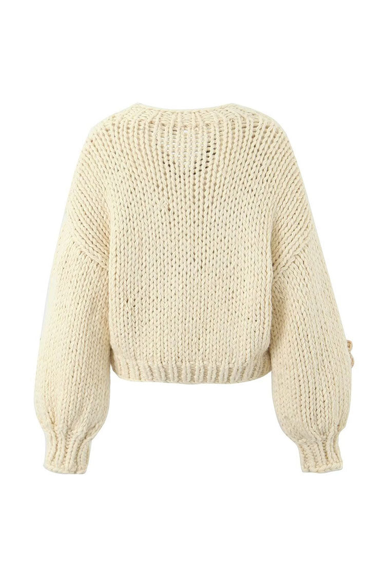 Rosedress 3D Flower Chunky Yarn Winter Knit Cardigan