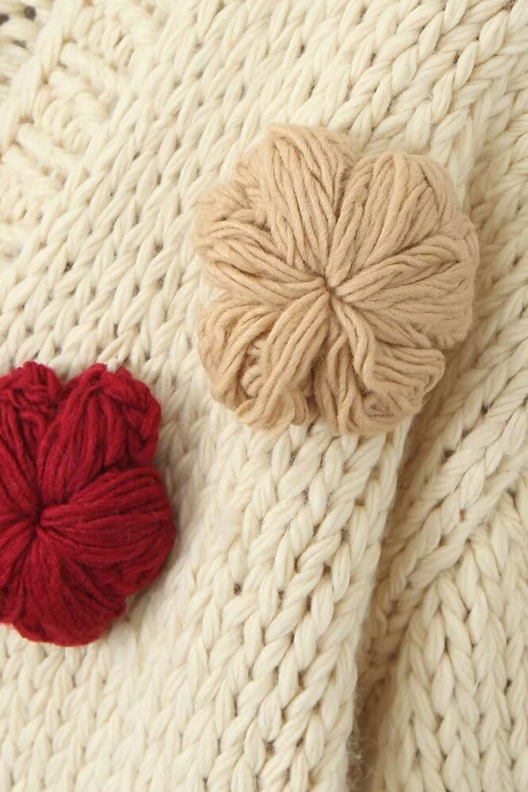 Rosedress 3D Flower Chunky Yarn Winter Knit Cardigan