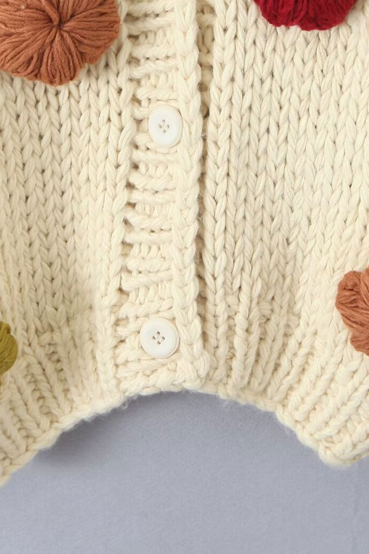 Rosedress 3D Flower Chunky Yarn Winter Knit Cardigan