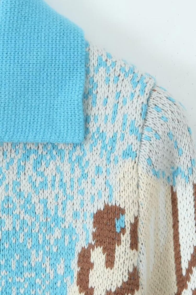 Rosedress Embroidered Long Sleeve Collared Winter Cardigan