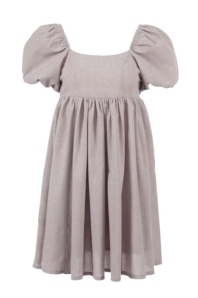 Linen Square Neck Puff Sleeve Babydoll Mini Dress 6