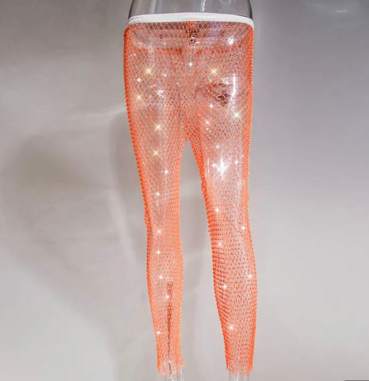KittenAlarm - Cynthia Rhinestone Mesh Pants