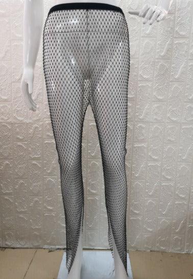 KittenAlarm - Cynthia Rhinestone Mesh Pants