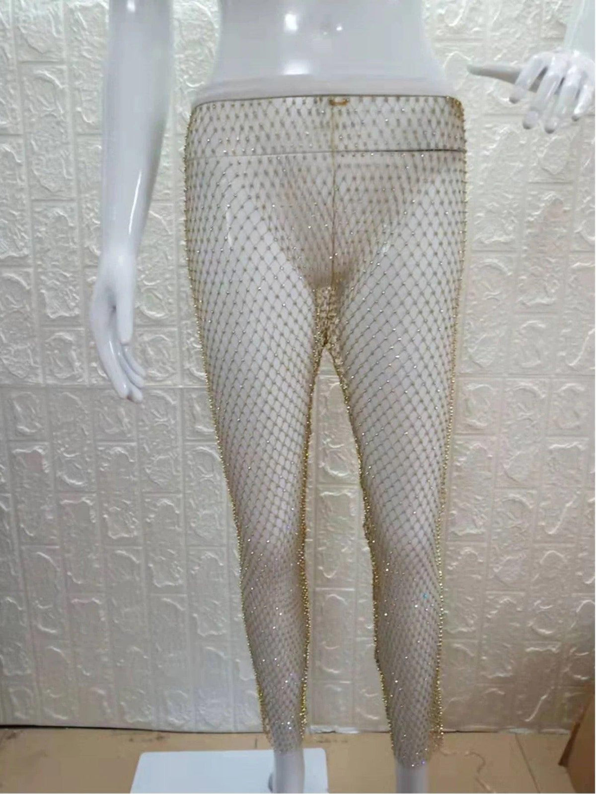 KittenAlarm - Cynthia Rhinestone Mesh Pants